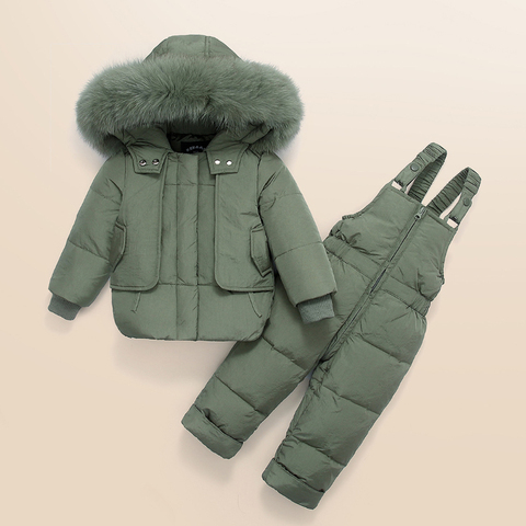IYEAL Kids Clothes Girls Boys Down Coat Children Warm Snowsuit Outerwear + Romper Clothing Set Russian children's Winter jackets ► Photo 1/6