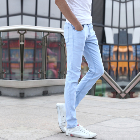 dækning Skrive ud last Men Skinny Jeans New Spring Light Blue Denim Jeans Men Stretch Slim Long Jeans  Pants Solid Casual Summer Jeans Size 27-36 - Price history & Review |  AliExpress Seller - CLASSDIM Shop1879325 Store | Alitools.io