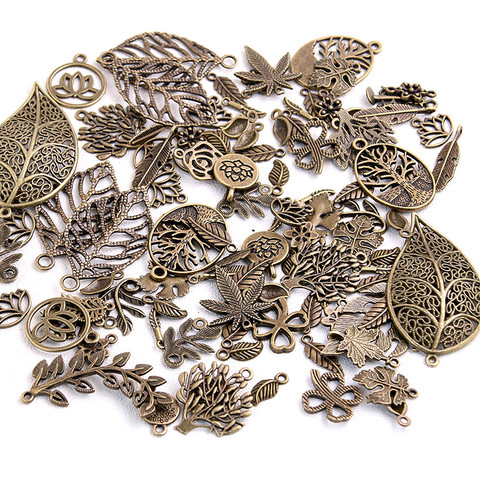 20pcs Vintage Metal Mix Size/Style Leaf Flower Charms Plant Pendant for Jewelry Making Diy Handmade Jewelry ► Photo 1/4