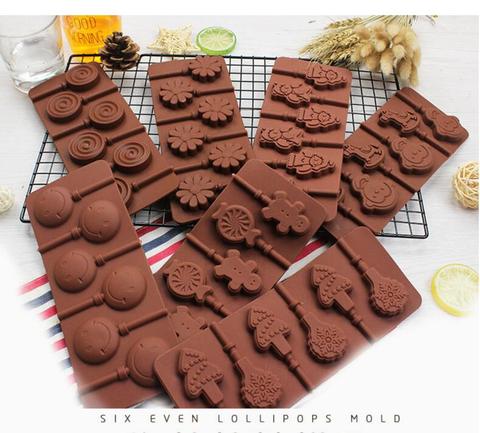 Flower/Monkey/Snowflake/Lips/Heart/Star lollipop chocolate silicone mold ice mold Ice Tray 6-hole ► Photo 1/6