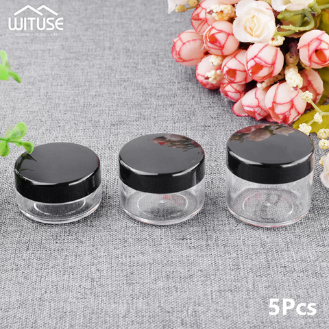 5Ppcs 10 15 20g Cosmetic Mini Travel Empty Bottle Jar Round Plastic Lip Balm Make-up Bottling Box Makeup Cosmetic Face Cream Jar ► Photo 1/6