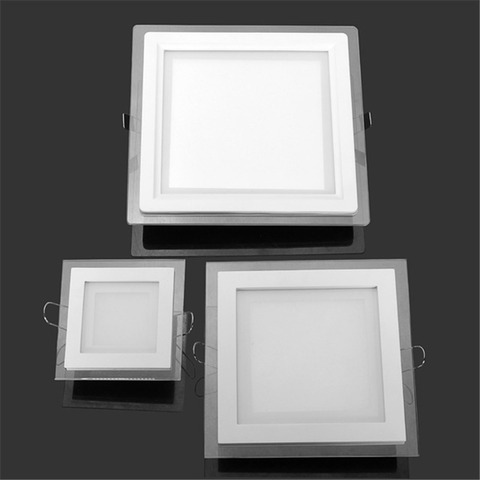 6W 9W 12W 18W 24W LED Panel Downlight Square Glass Panel Lights Ceiling Recessed Lamps LED Spot Light AC85-265V With adapter ► Photo 1/6