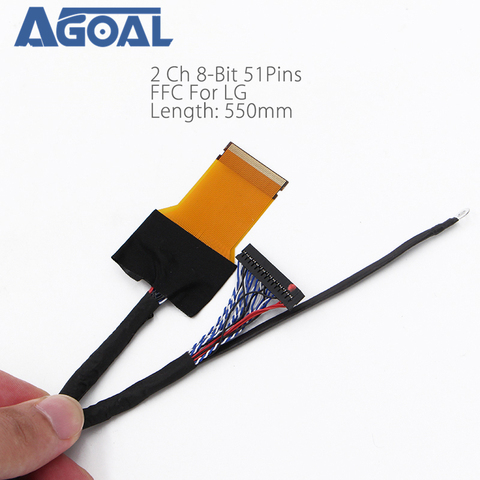 FFC LVDS Cable 2 ch 8-bit 51 pins 51pin dual 8 cable flexible flat cable For LED panel V400HJ6-PE1 550mm Universal LCD Controlle ► Photo 1/6