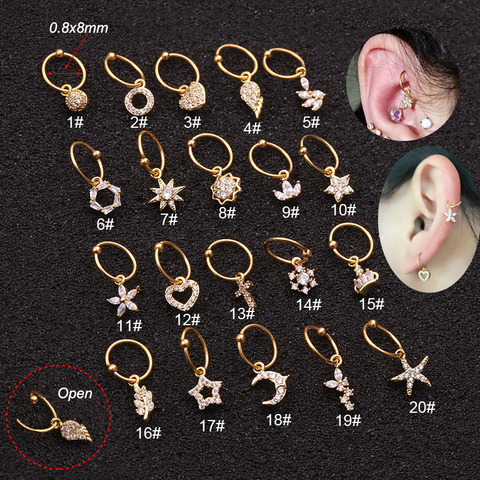 1Pc Universal ring Hoop earringTragus Piercing 16G Hoops Helix Piercing Ear Cartilage Surgical Steel Septum Clickers Nose Ring ► Photo 1/6