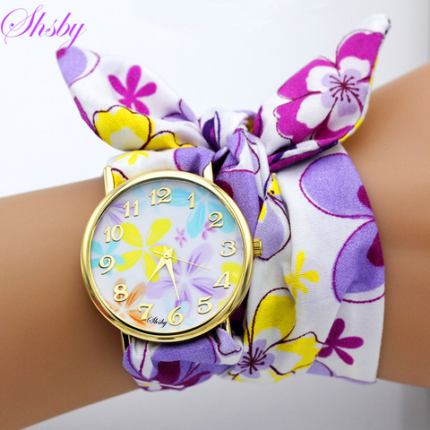 shsby brand unique Ladies flower cloth wristwatch fashion women dress watch high quality fabric watch sweet girls Bracelet watch ► Photo 1/6