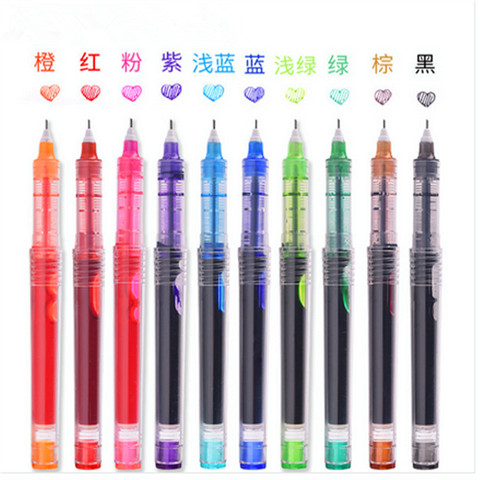 High Quality 10 Colour Transparent Big Capacity Ink Gel Pen Student School Office Stationery Fine Roller Ball Pen New ► Photo 1/6