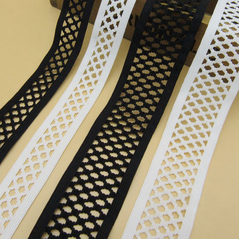 1/3meters/lot Soft Stretchy Bands Net Shape Hollow  Black White Elastic Webbing For Garment Shoulder Straps Underwear Belt ► Photo 1/6