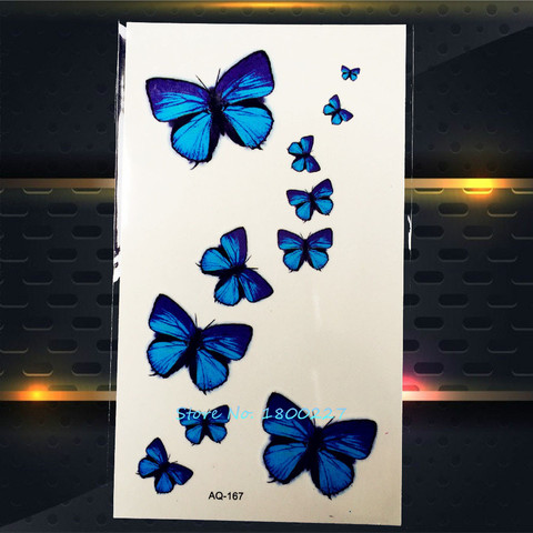 Download Buy Online 1pc 3d Blue Butterfly Waterproof Tattoo Stickers For Sexy Women Makeup Paq 167 Girls Lady Temporary Tattoo Paste Paper Butterfly Alitools