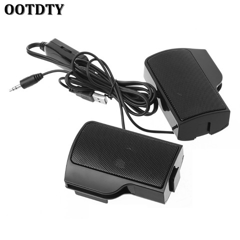 OOTDTY 1 Pair Mini Portable Clip-on USB Stereo Speakers line Controller Soundbar for Laptop Notebook Mp3 PC Computer with Clip ► Photo 1/6