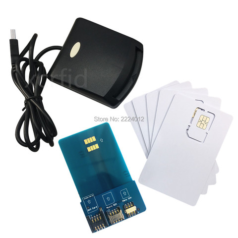 LTE WCDMA ICCID SIM USIM 4G secure card reader writer programmer with 5pcs blank programable card +SIM personalize tools ► Photo 1/6