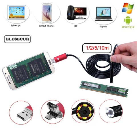 2-5-10M 2-In-1 Waterproof Endoscope Camera Android Borescope Inspection Camera For Car Repairing Pipe Examine ► Photo 1/6