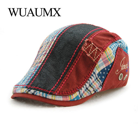 Wuaumx Unisex Beret Hats For Men Women Cotton Leisure Visor Spring Summer Sun hat Flat Berets Cap Casquette Gorras Planas ► Photo 1/6