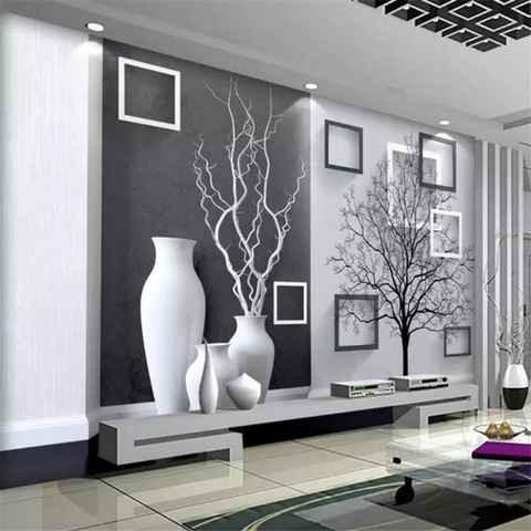 Buy Online Beibehang Custom Wallpaper 3d Photo Mural Modern Black And White Art Vase Hotel Tv Backdrop Wall Papel De Parede 3d Wallpaper Alitools