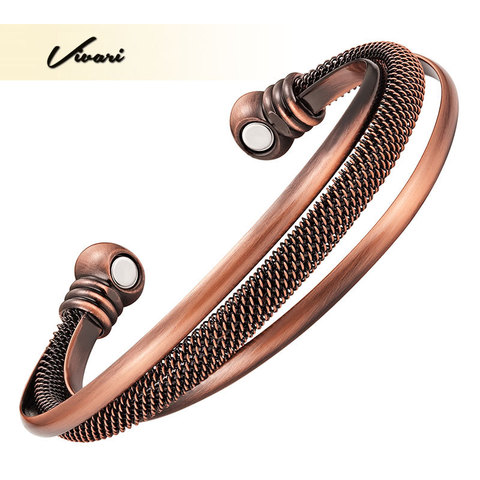 Vivari Antique Fashion Magnetic 100% Pure Copper Bangle Bracelets for Women Multiple Layers Health  Jewelry Wristband Charm ► Photo 1/5