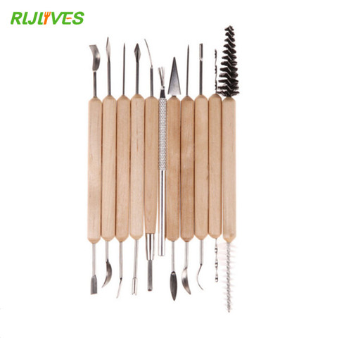 11pcs Clay Sculpting Kit Sculpt Smoothing Wax Carving Pottery Ceramic Tools Polymer Shapers Modeling Carved Tool Wood Handle Set ► Photo 1/3
