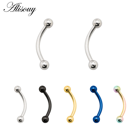 Alisouy 1PC 6/8/10/12mm 16G Surgical Steel 3mm Ball Eyebrow Piercing Curved Barbell Lip Ring Snug Daith Helix Rook Earring ► Photo 1/6