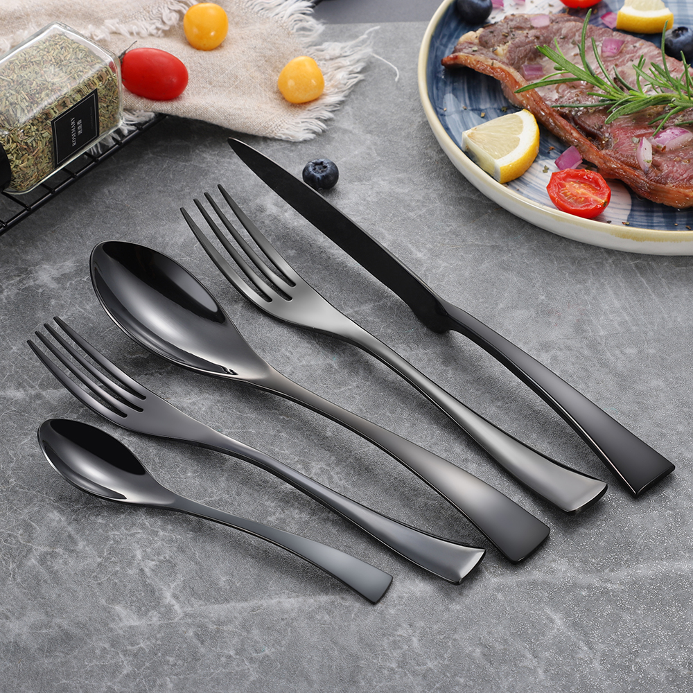 24Pcs/set Stainless Steel Black Cutlery Set 20Pcs/set Dinnerware Tableware