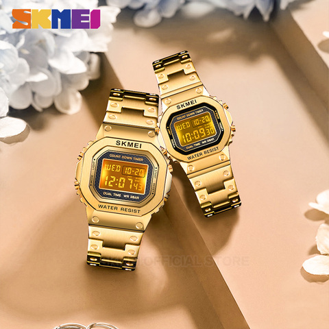SKMEI Fashion Digital Watch Men Women Couple Wristwatches 2Time Chrono Watches Waterproof horloges vrouwen mannen 1456 1433 Set ► Photo 1/6