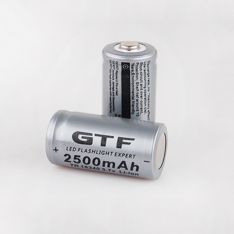 Bundled Sale GTF 3.7V 2500mah 16340 Battery CR123A Li-ion Rechargeable Batteries ► Photo 1/6