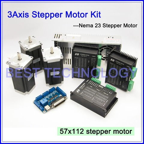 3Axis CNC controller kit  3PCS Nema23 CNC stepper motor  57x112mm + stepping Motor Driver 4A,42V + power supply + breakout board ► Photo 1/6