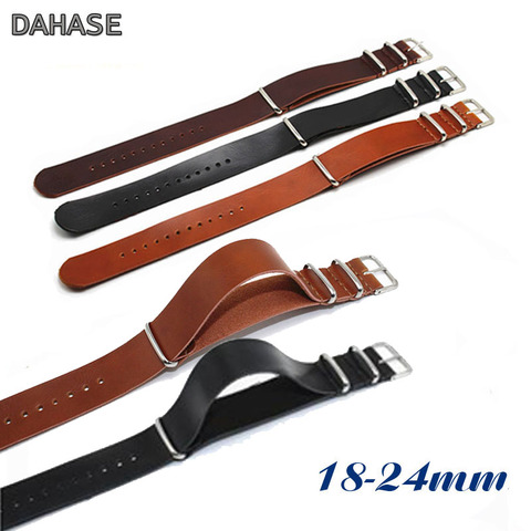 Retro Cowhide Watchbands 18mm 20mm 22mm 24mm Genuine Leather Watch Strap Replacement Leather Bracelet Black Brown Watch Band ► Photo 1/6