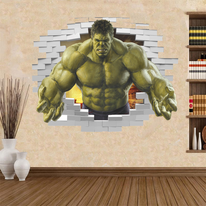 History Review On Violent Avengers Hulk L Through Wall Sticker For Kids Rooms Home Decor 3d Effect Poster Cartoon Broken Decals Boy S Gift Aliexpress Er Blessing - Hulk Wall Decal With Name