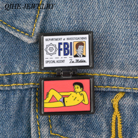 QIHE JEWELRY X-Files Pins FBI Fox Mulder ID Card Brooches Enamel pins Lapel pins Badges X-Files Jewelry Brooches for Geek ► Photo 1/6