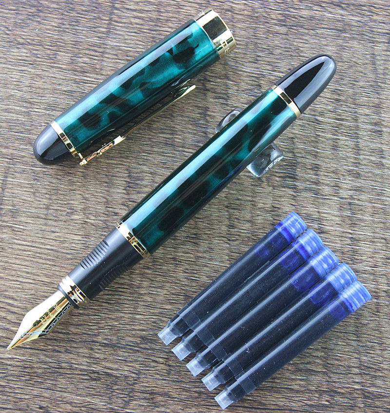 Jinhao 15 Metal Fountain Pen with Golden Clip M Nib 0.7mm Ink Pen 