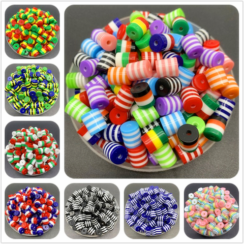 30pcs/Lot 8mm Resin Spacer Beads Cylindrical Stripe Spacer Beads For Jewelry Making DIY Bracelet Necklace Accessories ► Photo 1/6