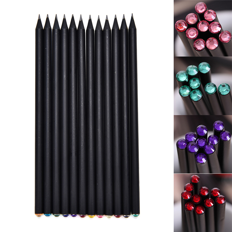 12Pcs Pencil HB Diamond Color Pencil Stationery Cute Pencils Drawing Supplies''' 