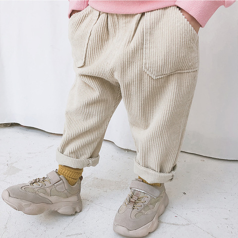2022 Autumn Kids Trousers Corduroy Boys Pants Solid Harem Pants Children Clothing Girls Warm Pants ► Photo 1/6