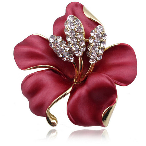 DIEZI Fashion Korean Rose Flower Enamel Women Brooches For Wedding Scarf  Bouquet Brooch Pins Luxury Rhinestone Brooch Jewelry ► Photo 1/6