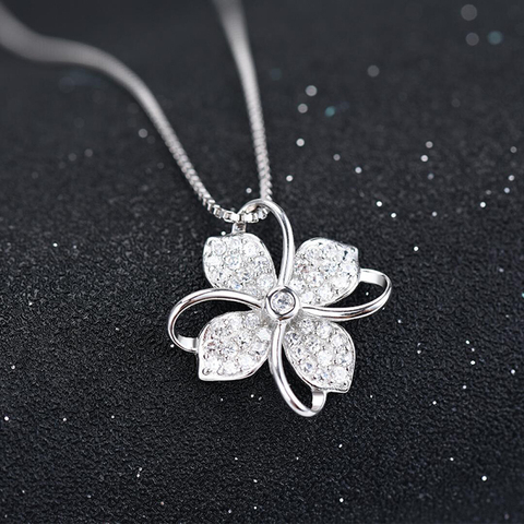 Utimtree 2022 New Four Leaf Clover Choker Necklace Jewelry Flower 925 Silver Pendants Necklaces Chain Birthday Gift For Women ► Photo 1/6