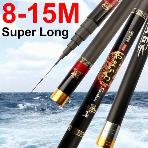 YAMAKAWA Shanchuan 8M 9M 10M 11M 12M 13M 14M 15M Super Long Telescopic Fishing Rod Fast Action Superhard Good Quality Has 2 Tips ► Photo 1/1