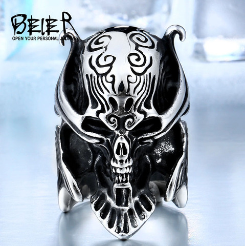 BEIER Cool Huge War Skull Ring Garo Stainless Steel Japan Hot Biker jewelry for man drop shipping BR8-166 ► Photo 1/6