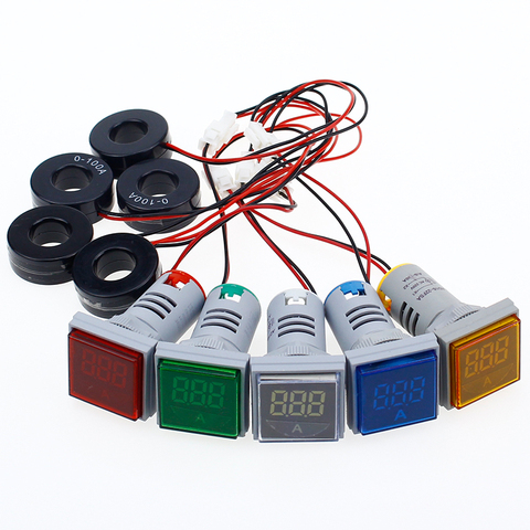 Square LED Digital Voltmeter & Ammeter Voltage Gauge Current Meter AC 60-500V 0-100A D18 dropship ► Photo 1/6