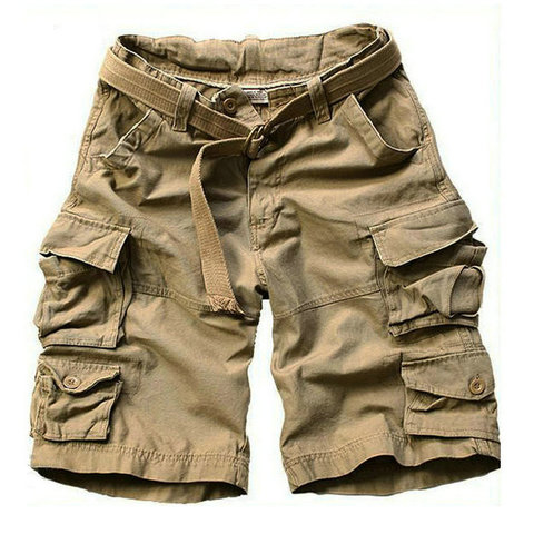 2022 New Summer Multi-pocket Camouflage Mens Shorts Casual Loose Camo Knee-length Mens Cargo Shorts With Belt S-3XL ► Photo 1/1