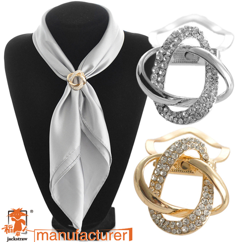 Dual purpose scarf accessories jewelry plated alloy  scarf clip brooch Clothes hem buttons for scarf rhinestone brooch ► Photo 1/6