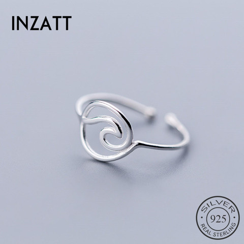 INZATT Real 925 Sterling Silver MInimalist Geometric Hollow Line Wave Opening Ring For Elegant Women Party Fashion Fine Jewelry ► Photo 1/6