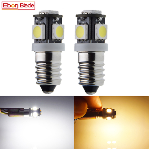 Pair E10 led light bulbs 1447 Screw 3V 6V 12V 24V DC  Instrument Indicator bulb 5SMD 5050 flashlight Torch Lamp White Warm White ► Photo 1/6