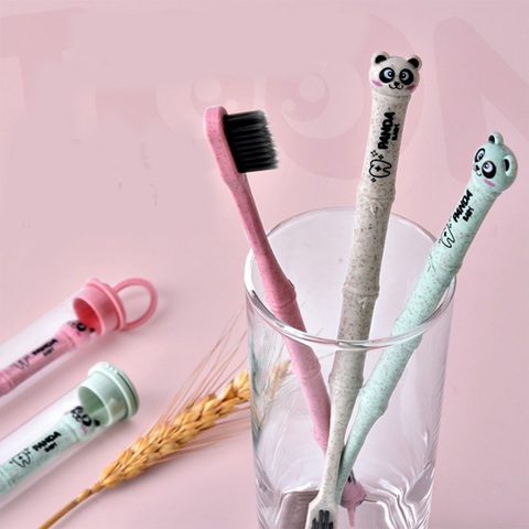 Natural 1pc Bamboo Family Toothbrush Soft Brush Panda Degradable Oral Care Nano-antibacterial Cute Mini Heads For Adults ► Photo 1/6