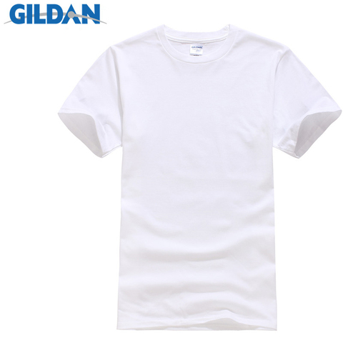 GILDAN Summer Men T-shirts Solid Color Slim Fit Short Sleeve T Shirt Mens New O-Neck Tops Basic TShirts Brand Clothing Plus Size ► Photo 1/6