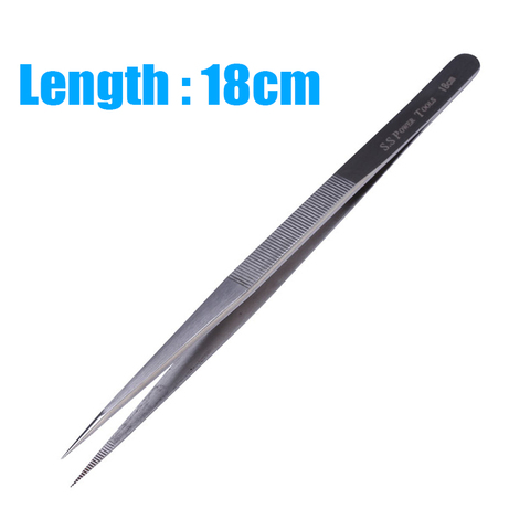 18cm Long Precision Tweezers Pinzas Pincet Stainless Steel Tweezers For Electronic Mobile Phone Repair Tools ► Photo 1/6