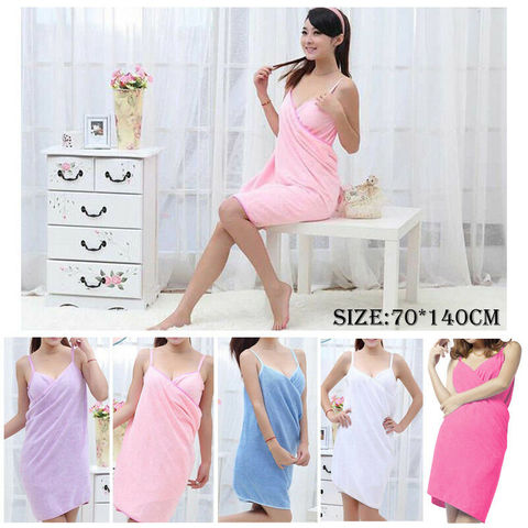 Wearable Microfiber Bathrobe Woman Shower Female Soft Bath Towel