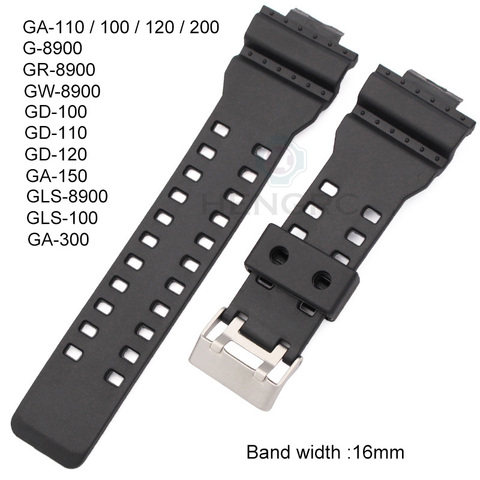 16mm Rubber Watchbands Men Black Sport Diving Silicone Watch Strap Band Metal Buckle For g-shock Watch Accessories ► Photo 1/6