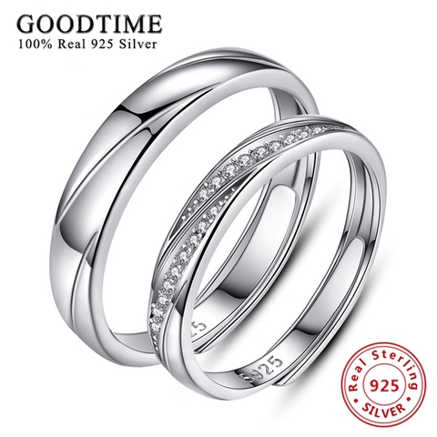 Fashion Genuine 925 Sterling Silver Rings for Women Men Classic Engagement Rhinestone Lover Couple Rings Wedding Jewelry ► Photo 1/6
