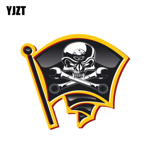 YJZT 10.5CM*12.3CM Personality Classic Pirate Skull Decal Reflective Motorcycle Helmet Car Sticker 6-1370 ► Photo 1/2