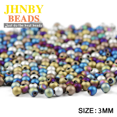 JHNBY Matte Round Black Hematite 3mm 200pcs Natural Stone ore Plating color Loose beads Jewelry bracelet Making DIY Accessories ► Photo 1/6