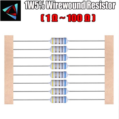 20pcs 1W 5%  Wirewound Resistor +-5%  1E 1.5E 0.1E 4.7E 3.3E 10E 100E 47E 2.2E 5.1E 22E ohm ► Photo 1/1