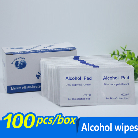 100pcs/lot 70% Alcohol Prep Swap Pad Wet Wipe for Antiseptic Skin Cleaning Care Jewelry Mobile Phone Clean ► Photo 1/6